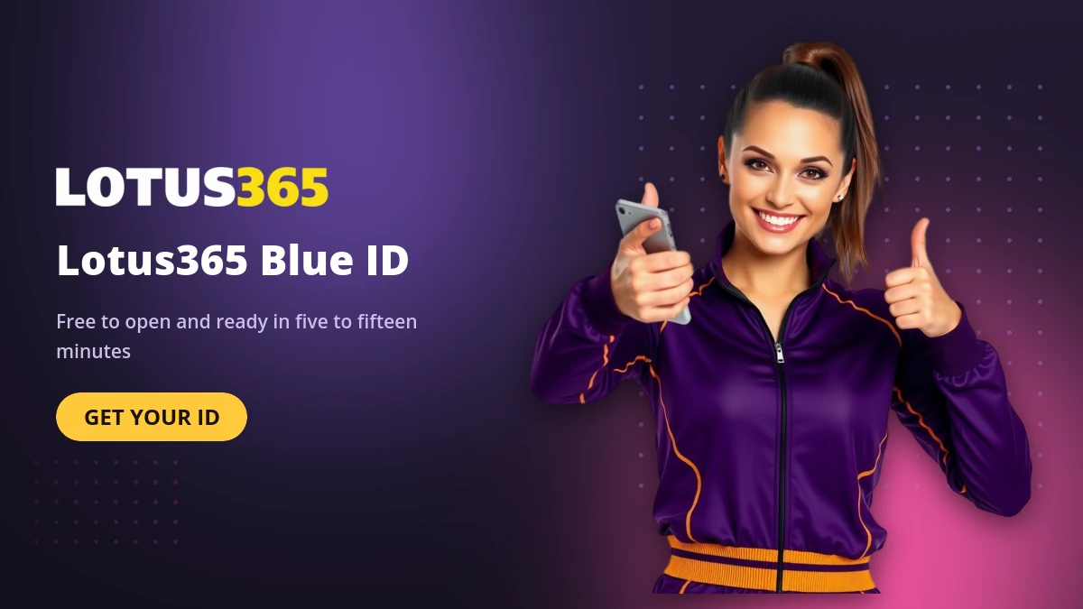 Lotus365 Blue ID creation banner showing how to get an online ID
