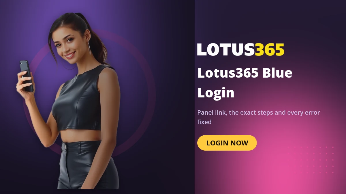 Lotus365 Blue login sportsbook steps banner showing the sign in flow