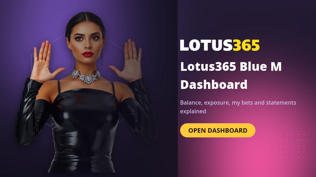 Lotus365 Blue m dashboard menu banner showing balance and account sections