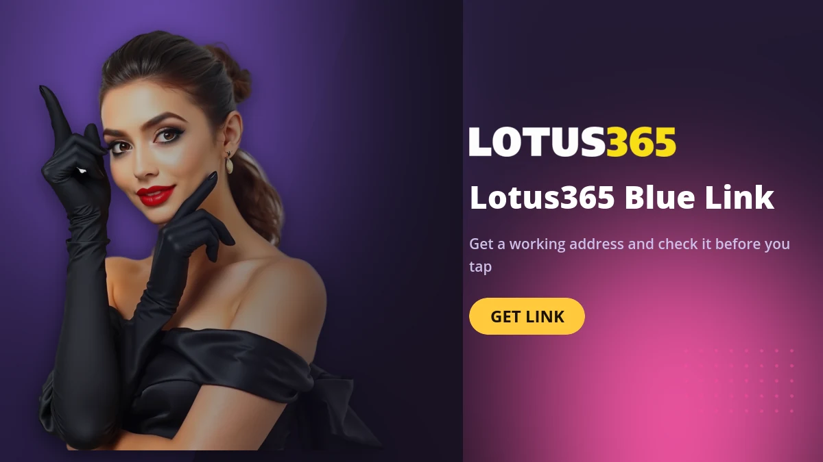 Lotus365 Blue working link access banner showing how to reach the sportsbook safely